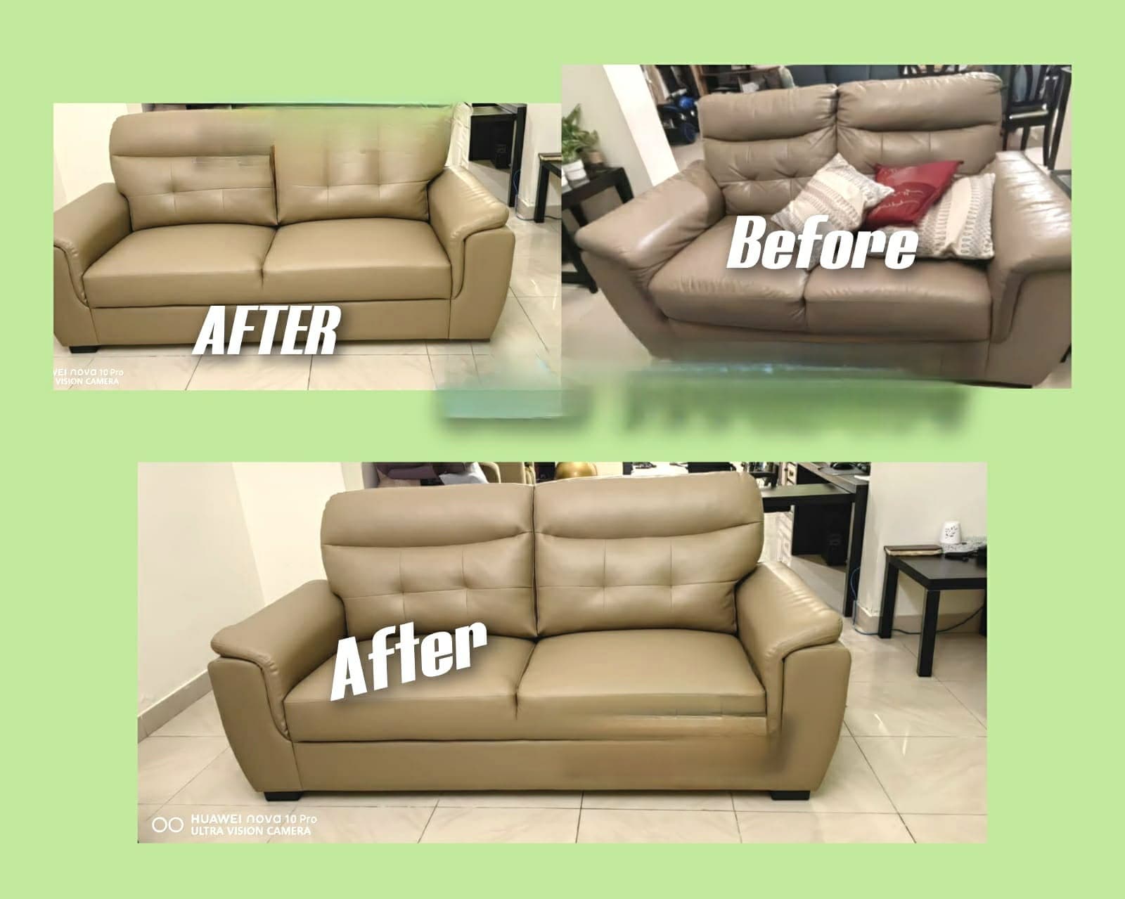 Sofa reupholstery before and after transformation 6
