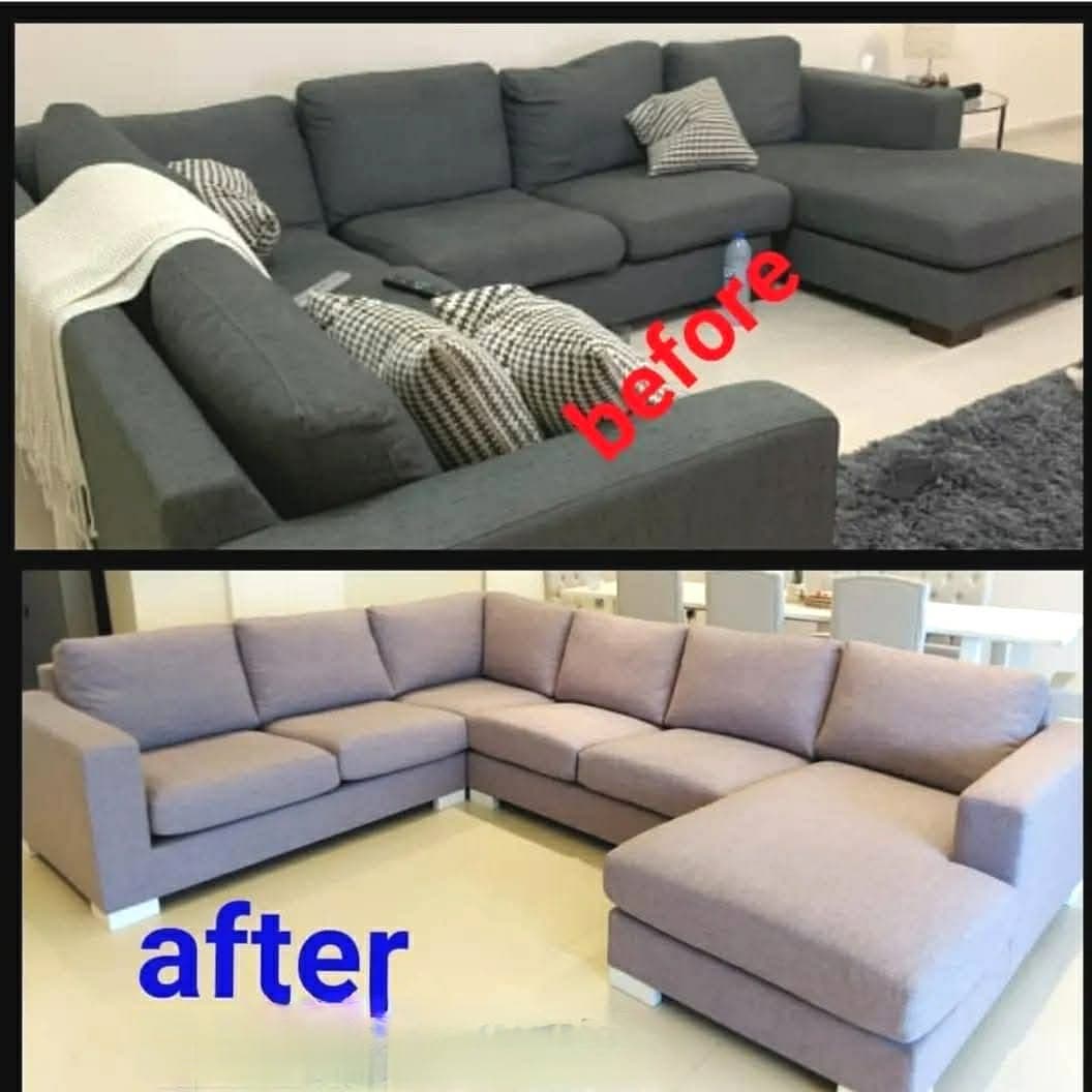 Sofa reupholstery before and after transformation 11
